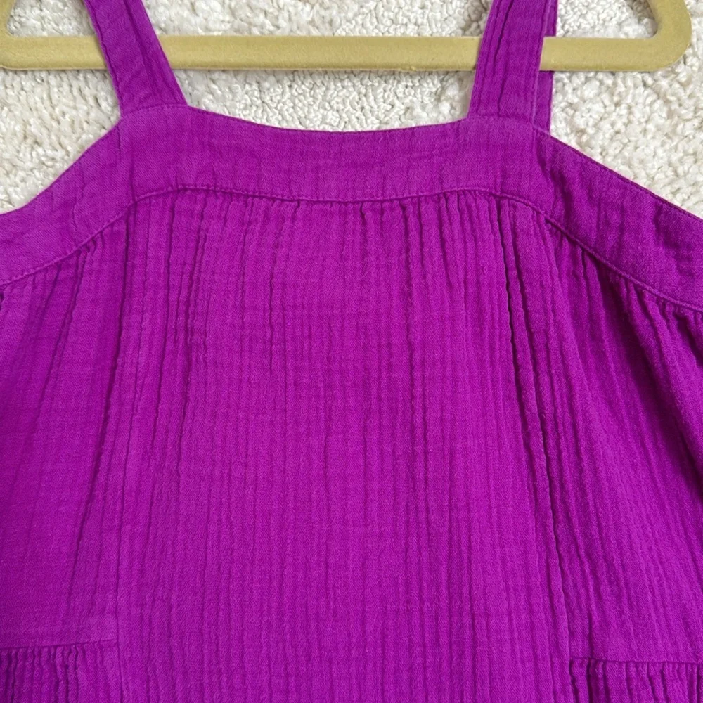 Gap Kids Crinkle Gauze Tiered Dress Fuchsia Rose S